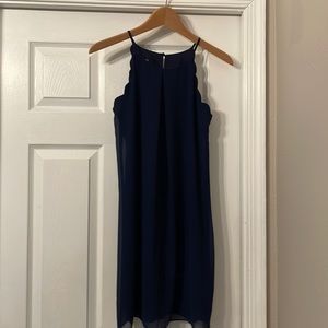 🌸 Shift dress -navy blue sleeveless chiffon halter dress